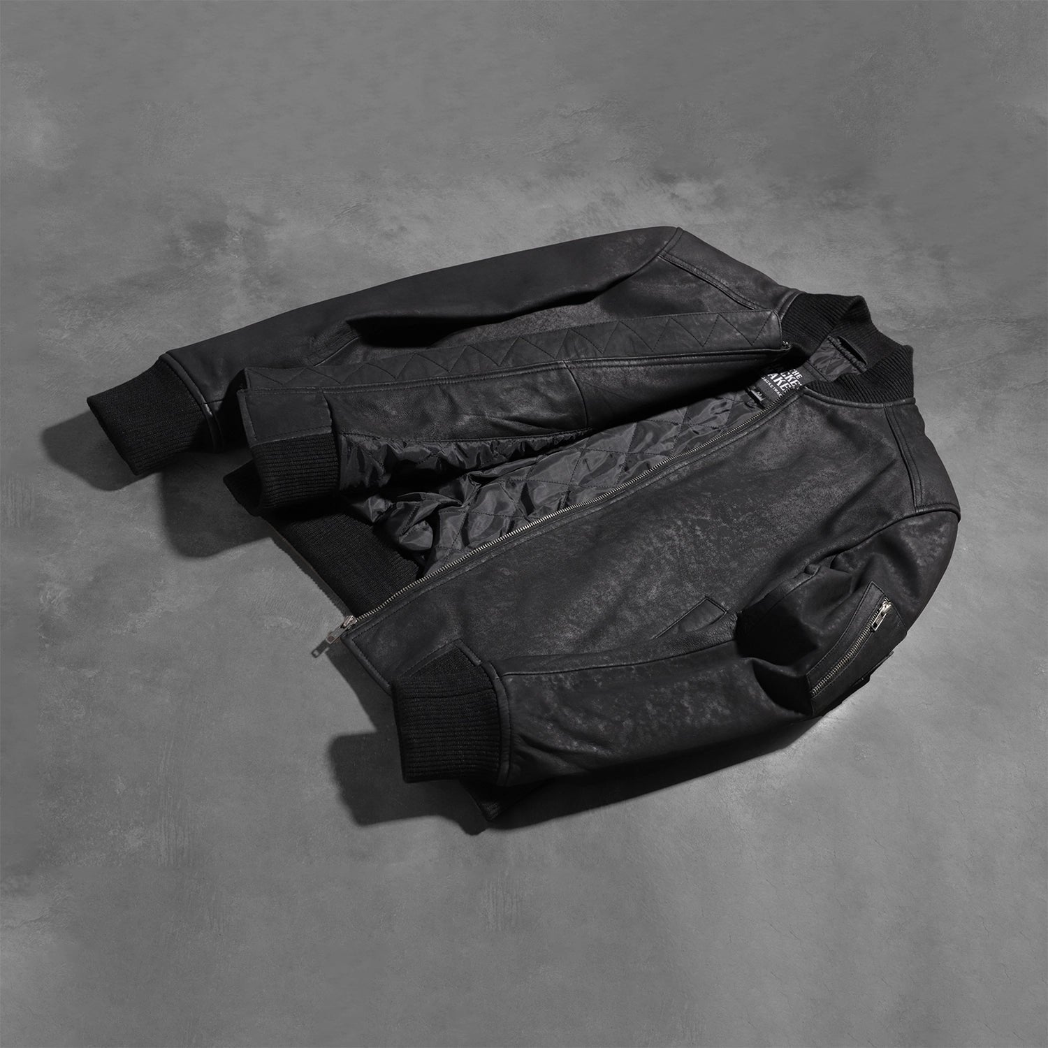 Bomia Ma-1 Distressed Black Leather Bomber Jacket image 5