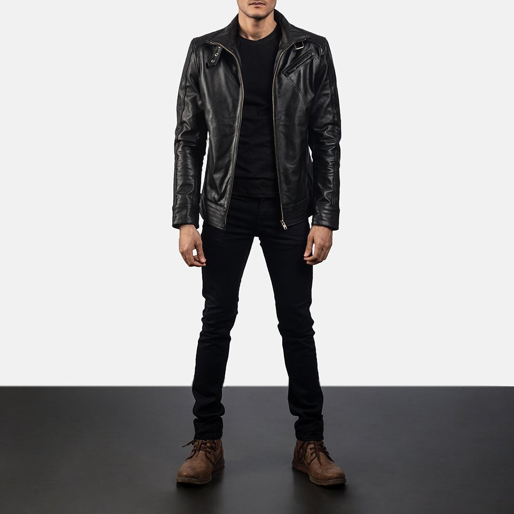 Legacy Black Leather Biker Jacket image 3